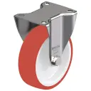 800SS series 125mm stainless steel fixed top plate 100x85mm castor with polyurethane on nylon centre plain bearing wheel 350kg