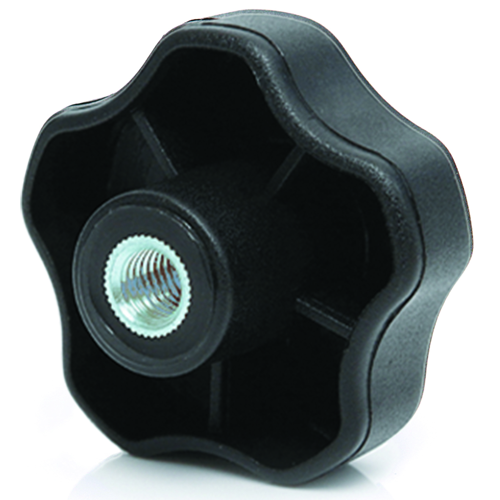 M6 female thermoplastic lobe knob (stainless steel insert)