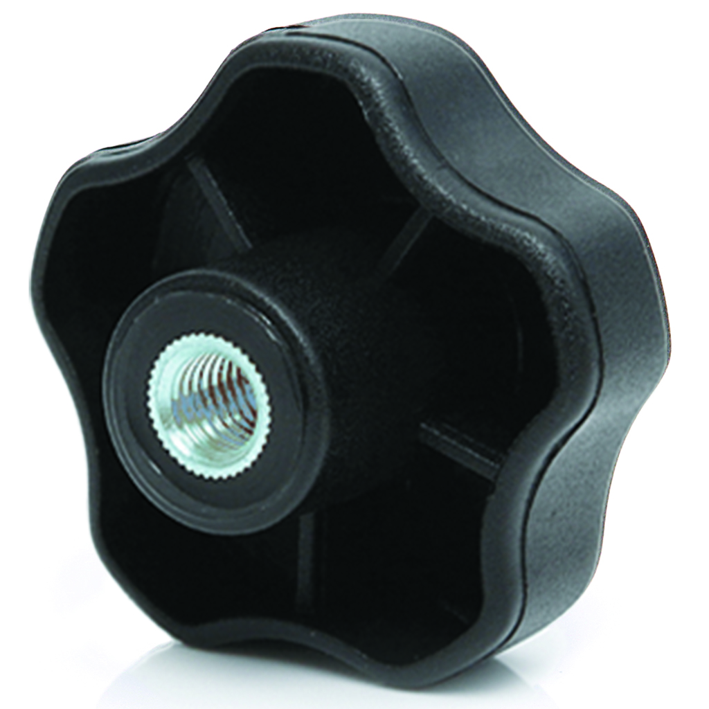 M8 female thermoplastic lobe knob (stainless steel insert)