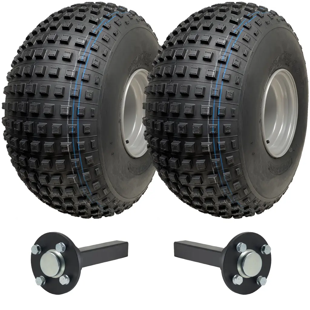ATV Trailer Kit, 25x12.00-9 4pr P318 Knobby tyre, Hub/stub axle 35x35mm, no hitch, 390kg load capacity