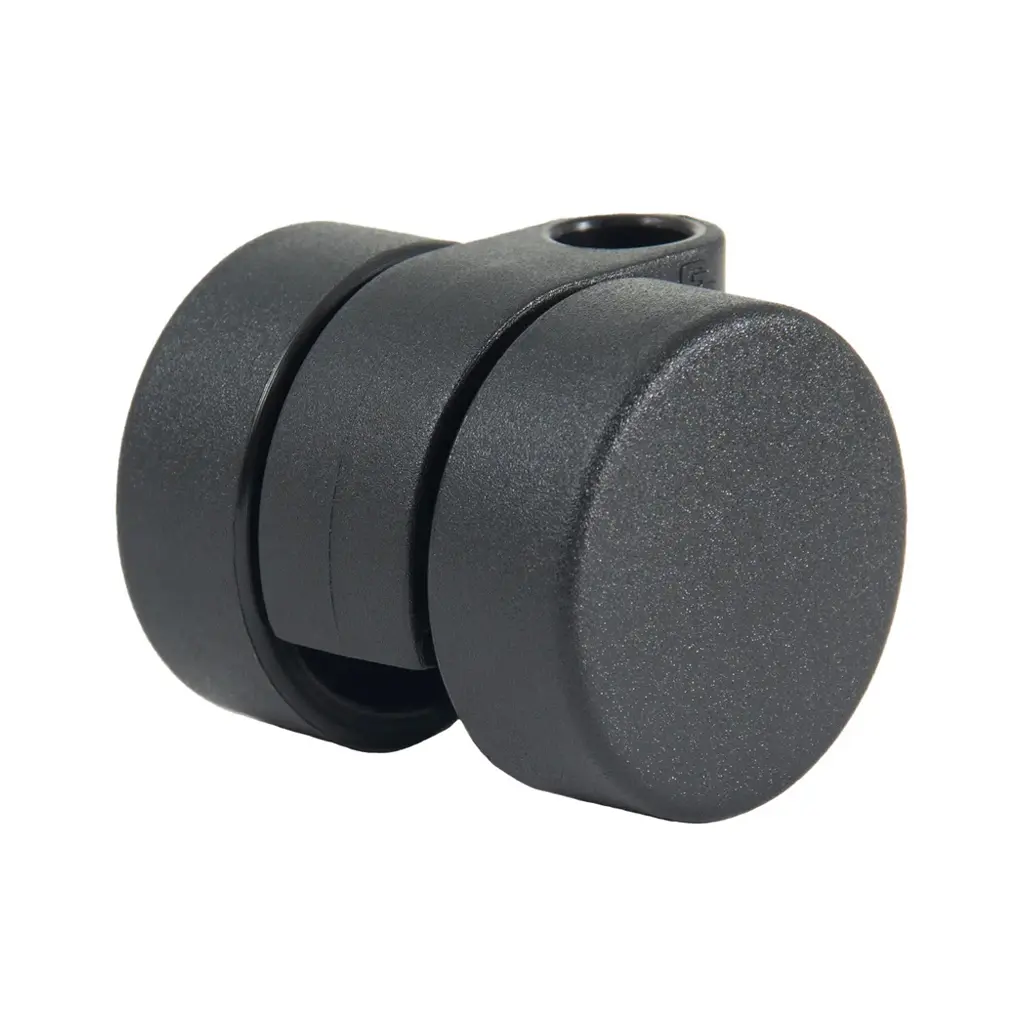 GRX38 Series 2x38mm black twin wheel castor with black nylon wheels, no fitting