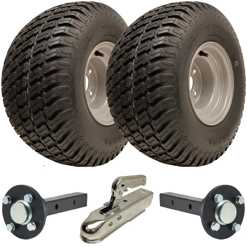 ATV Trailer Kit, 18x9.50-8 6pr P332 Grass tyre, Hub/stub axle 40x40mm, pressed hitch, 1000kg load capacity
