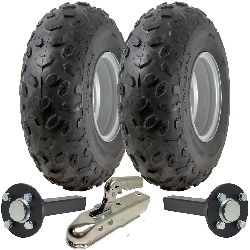 ATV Trailer Kit, 19x7.00-8 4pr P330 Quad tyre, Hub/stub axle 35x35mm, pressed hitch, 200kg load capacity
