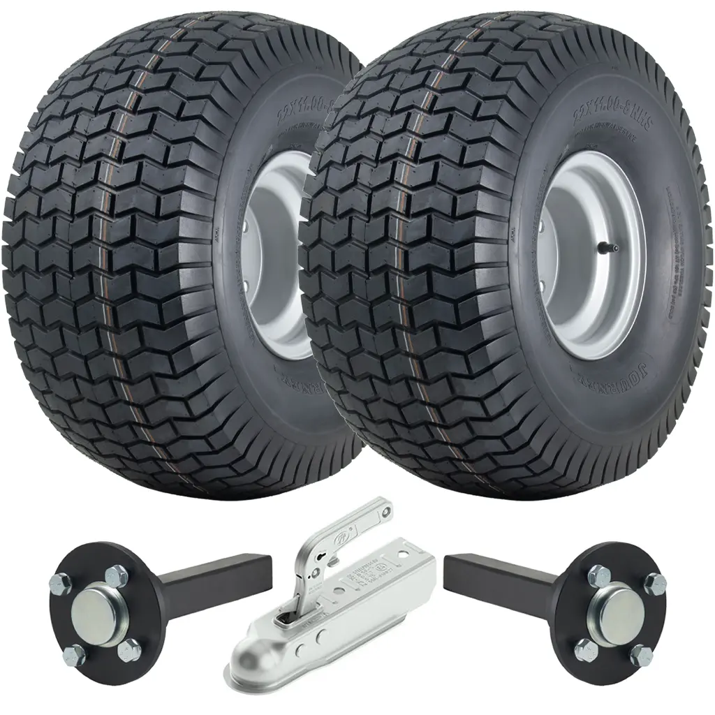 ATV Trailer Kit, 22x11.00-8 4pr P512 Grass tyre, Hub/stub axle 35x35mm, pressed hitch