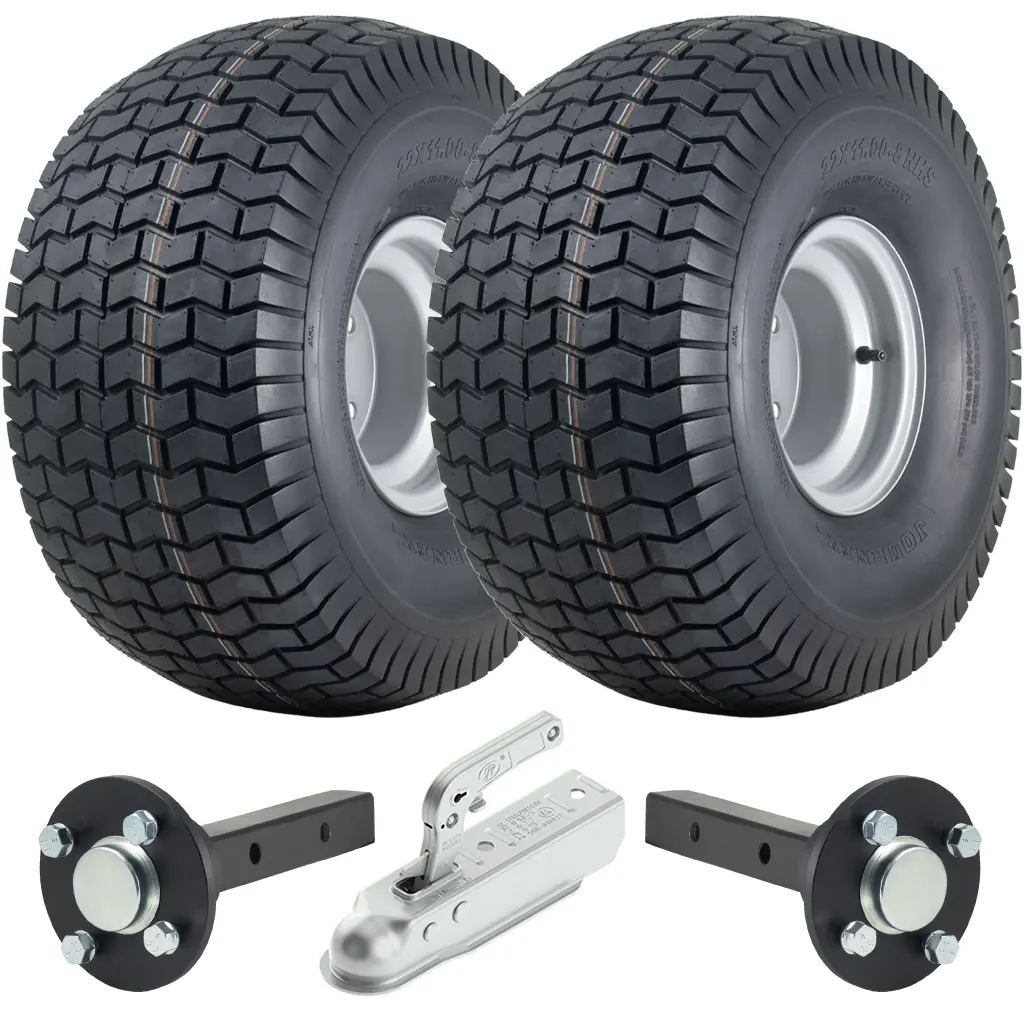 ATV Trailer Kit, 22x11.00-8 4pr P512 Grass tyre, Hub/stub axle 40x40mm, pressed hitch, 900kg load capacity