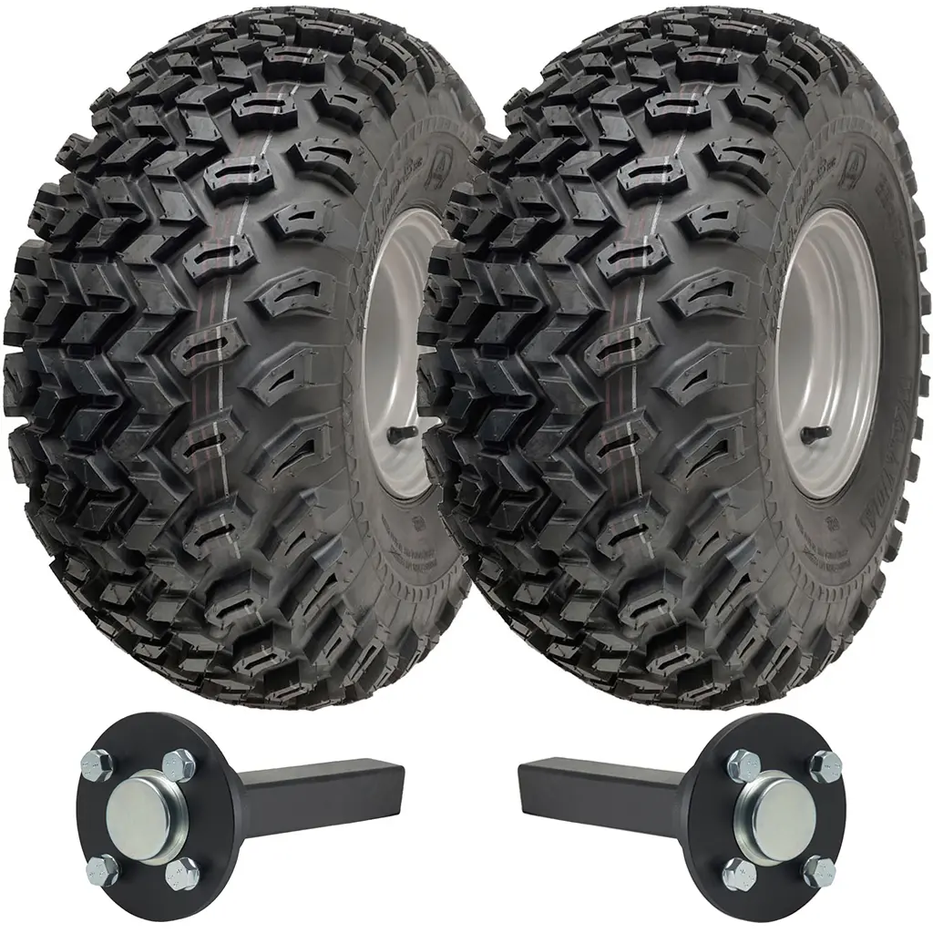Set of 2 - 22x11.00-8 4pr Wanda P334 utility tyre E-marked TL on steel rim 4/100/60, 450kg load capacity on Hub & Stub axle 4/100 M12 wheel bolt 35x35mm