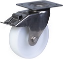 300SS series 150mm stainless steel swivel/brake top plate 100x85mm castor with nylon plain bearing wheel 300kg