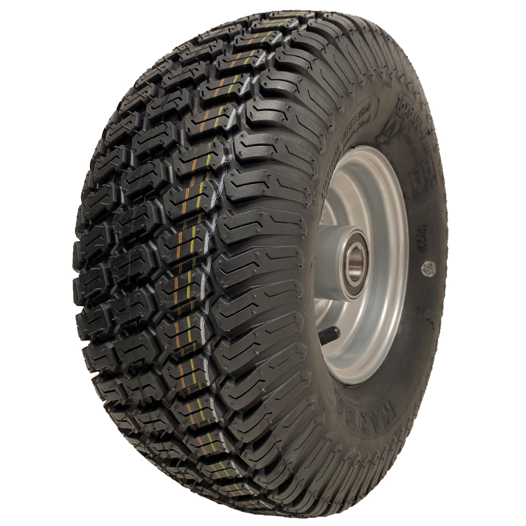 15x6.00-6 4pr Wanda P332 grass tyre E-marked on steel rim 20mm ball bearing 90mm hub length, 259kg load capacity