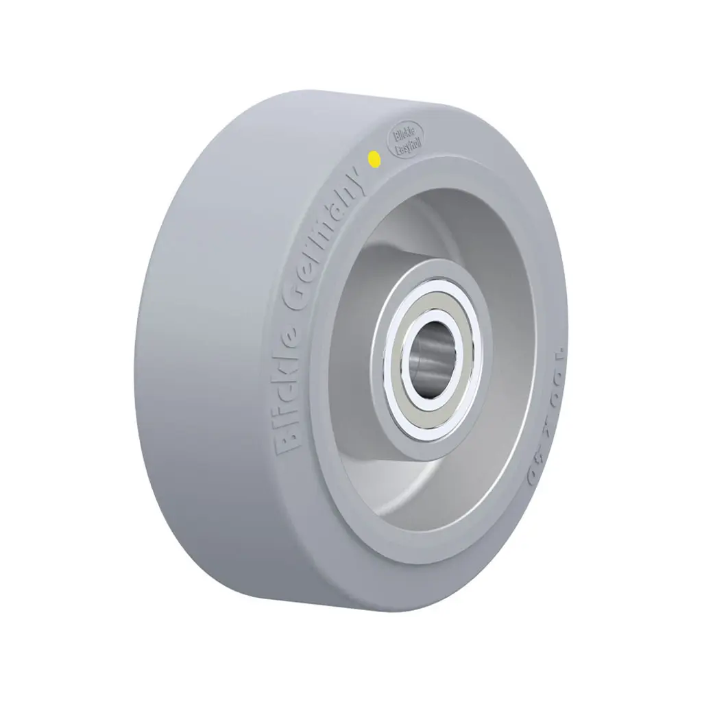ALEV 100/15K-SG-AS Wheel series 100mm antistatic grey elastic rubber on aluminium centre 15mm bore hub length 40mm ball bearings 200kg