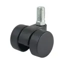 GRX30 Series 2x30mm black twin wheel swivel threaded stem M10x16mm castor with black nylon wheels 50kg
