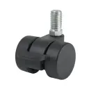 GRX30 Series 2x30mm black twin wheel swivel/brake threaded stem M10x16mm castor with black nylon wheels 50kg