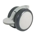 GRX6518 Series 2x65mm light grey twin wheel castor with foot brake, no fitting, dark grey polyurethane tread on light grey nylon centre wheels