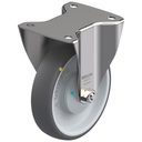 300SS series 160mm stainless steel fixed top plate 140x110mm castor with PATH electrically conductive grey polyurethane on nylon centre additional sealed single ball bearing wheel 260kg
