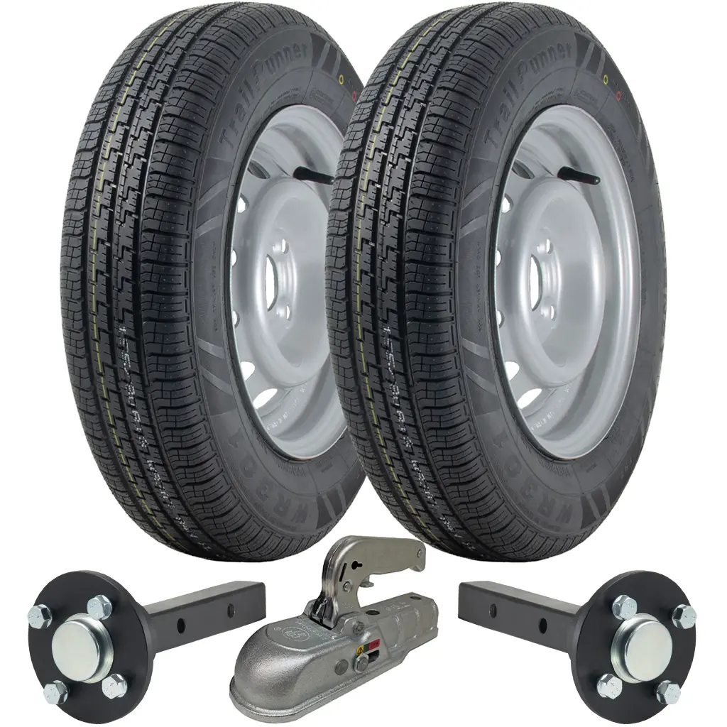Trailer kit 155R13C wheels 4/100 / 40x40 stub / cast hitch