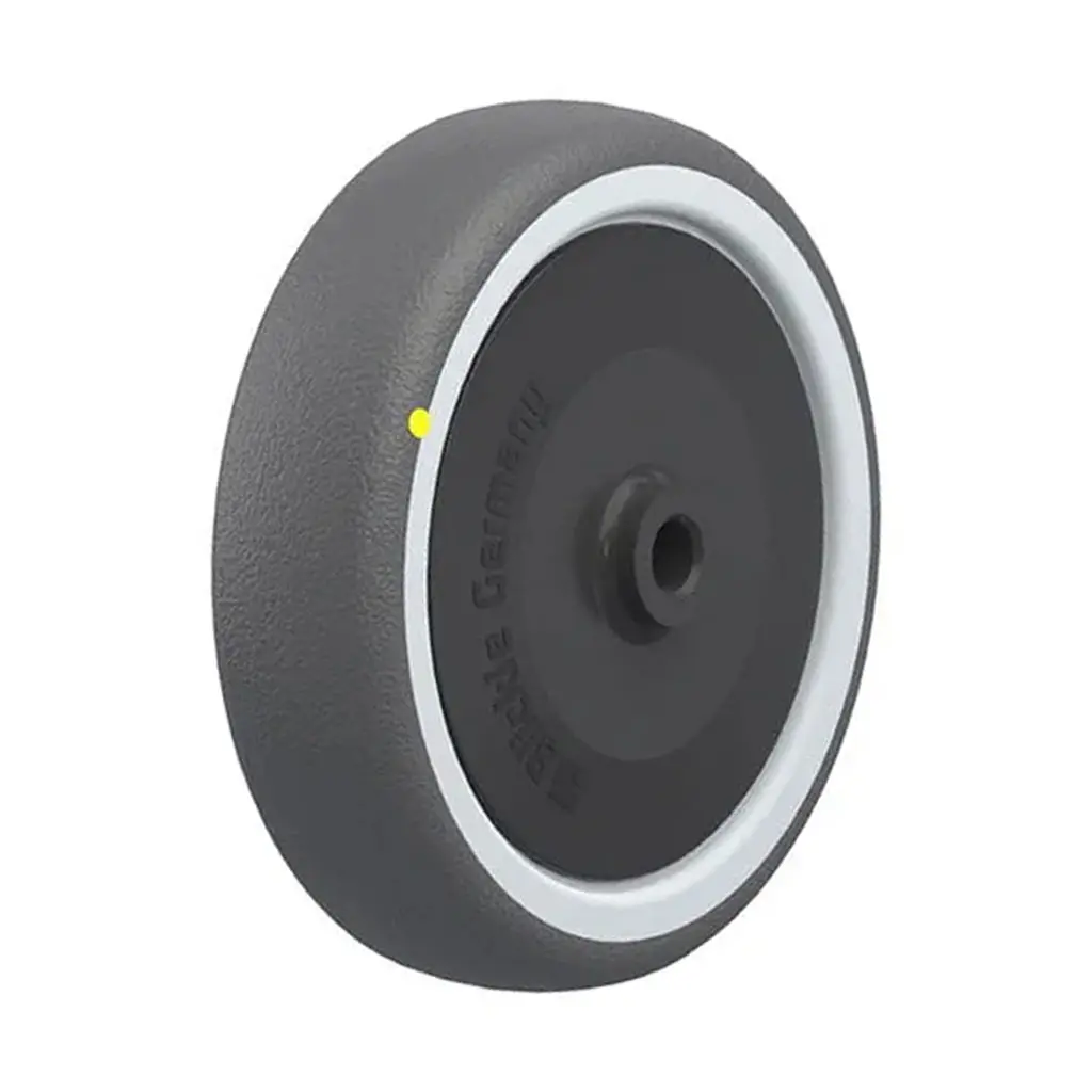 PATH 125/10KF-ELS Wheel series 125mm electrically conductive grey polyurethane on nylon centre 10mm bore hub length 46mm single ball bearing 160kg