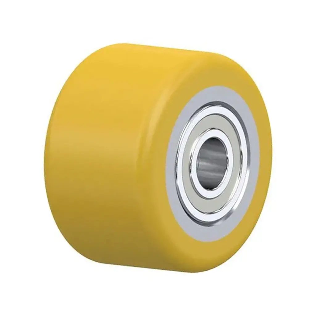VSTH 65/15K Wheel series 65x40mm yellow Extrathane® polyurethane on steel centre 15mm bore hub length 40mm ball bearing 250kg