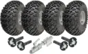 Kit of 4 - 22x11.00-8 4pr Wanda P334 Utility tyre E-marked TL on silver steel rim 4/100/60 & Hub & Stub axle M12 wheel bolt 40x40mm square & SPP Swivel hitch (off-road use)