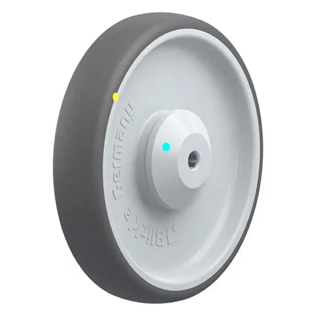 PATH 200/12KAD-ELS Wheel series 200mm electrically conductive grey polyurethane on nylon centre 12mm bore hub length 62mm additional sealed single ball bearing 325kg