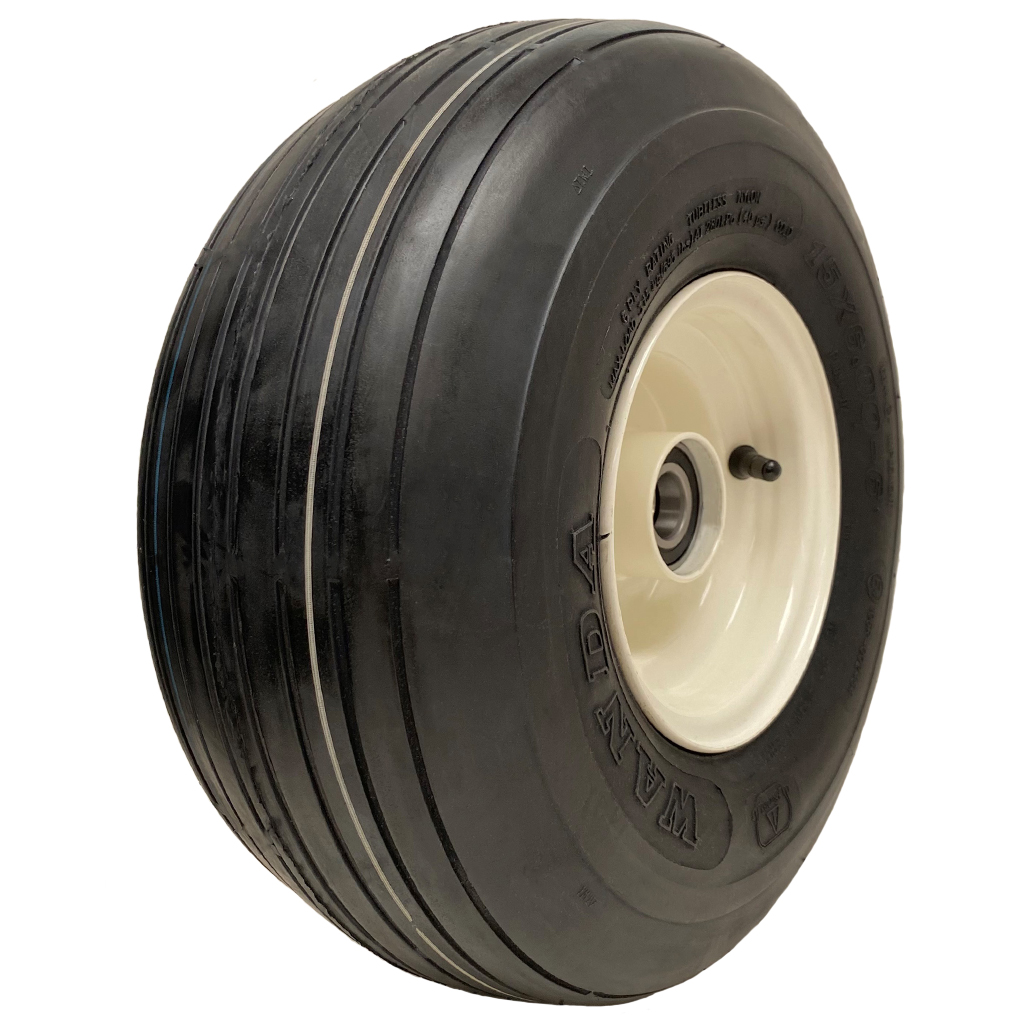 15x6.00-6 6pr Journey P508A Rib tyre TL on 20x80mm ball bearing white rim + cap