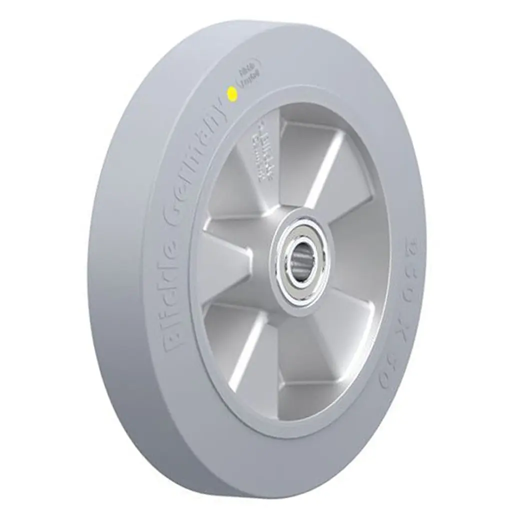 ALEV 250/20K-SG-AS Wheel series 250mm antistatic grey elastic rubber on aluminium centre 20mm bore hub length 60mm ball bearings 550kg