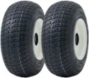 Set of 2 - 13x5.00-6 4pr Journey P332 Grass tyre TL on 4.50x6 rim 20x80mm ball bearing White + cap
