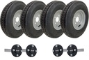 Set of 4 - 4.00-8 6ply P811 Trailer Wheel 4/100mm & Hubs & Stubs Axle 4/100 M12 wheel bolts 35x35mm Hi speed (ALKO)