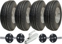 Set of 2 - 5.00-10 4ply WANDA P802 TRAILER WHEEL 4/100 & Hub & Stub axle 4/100 M12 wheel bolt  35x35mm Hi speed SPP 750kg Pressed hitch (ALKO)