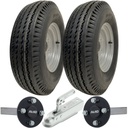 Set of 4 - 5.00-10 4ply WANDA P802 TRAILER WHEEL 4/100 & Hub & Stub axle 4/100 M12 wheel bolt  35x35mm Hi speed(ALKO) with SPP 750kg Pressed hitch