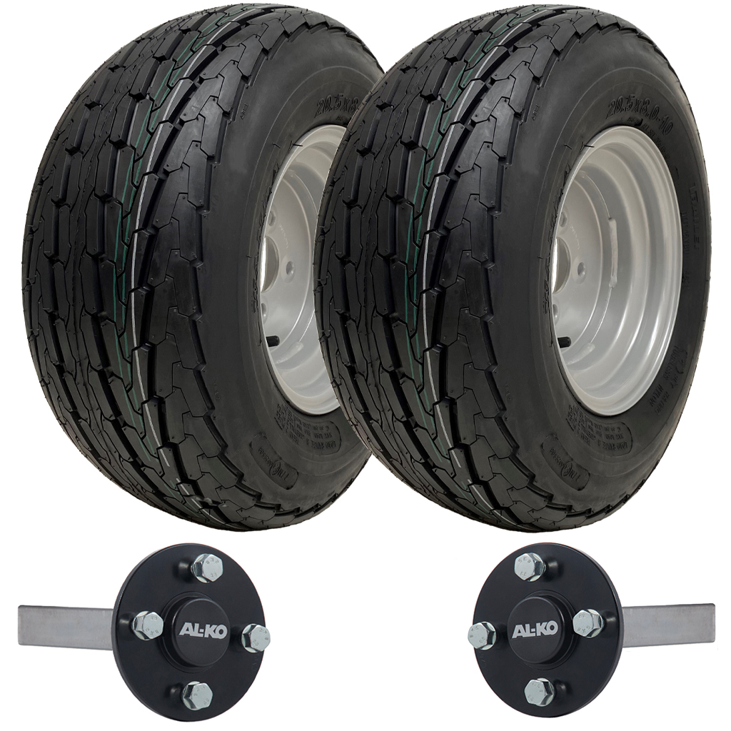 Trailer kit - 20.5x8.00-10 4ply TRAILER WHEEL 4/100 & Hub & Stub axle 4/100 M12 wheel bolt 35x35mm Hi speed(Alko)