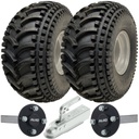 Kit of 2 - 22x11.00-8 P308 ATV tyre on 4/100mm Rim & Hub & Stub axle 4/100 M12 wheel bolt 35x35mm hub & stub & 750kg Pressed hitch(Alko)