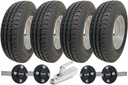 Set of 4 - 145x10 Wanda WR068 TRAILER WHEEL 4/100mm & Hub & Stub axle 4/100 M12 wheel bolt 35x35mm Hi speed(Alko) & 750kg Pressed hitch