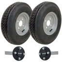 Set of 2 - 4.00-8 6ply P811 Trailer Wheel 4/100mm & Hub & Stub axle 4/100 M12 wheel bolt  35x35mm Hi speed(Alko)