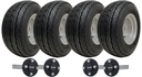 Kit of 4 - 20.5x8.00-10 4ply TRAILER WHEEL 4/100 & Hub & Stub axle 4/100 M12 wheel bolt  35x35mm Hi speed(Alko)