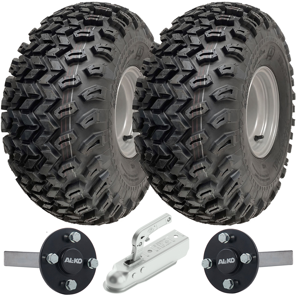 ATV Trailer Kit, 22x11.00-8 4pr P334 Utility tyre, Hub/stub axle 35x35mm (Alko), pressed hitch, 750kg load capacity