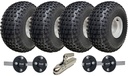 Twin axle ATV Trailer Kit, 22x11.00-8 4pr P323 Knobby tyre, Hub/stub axle 35x35mm (Alko), pressed hitch, 620kg load capacity