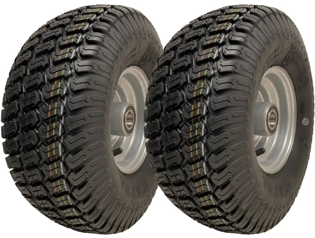 Set of 2 - 15x6.00-6 4pr Journey P332 grass tyre E-marked on steel rim 20mm ball bearing 65mm hub length