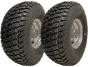 Set of 2 - 15x6.00-6 4pr Journey P332 grass tyre E-marked on steel rim 20mm ball bearing 65mm hub length