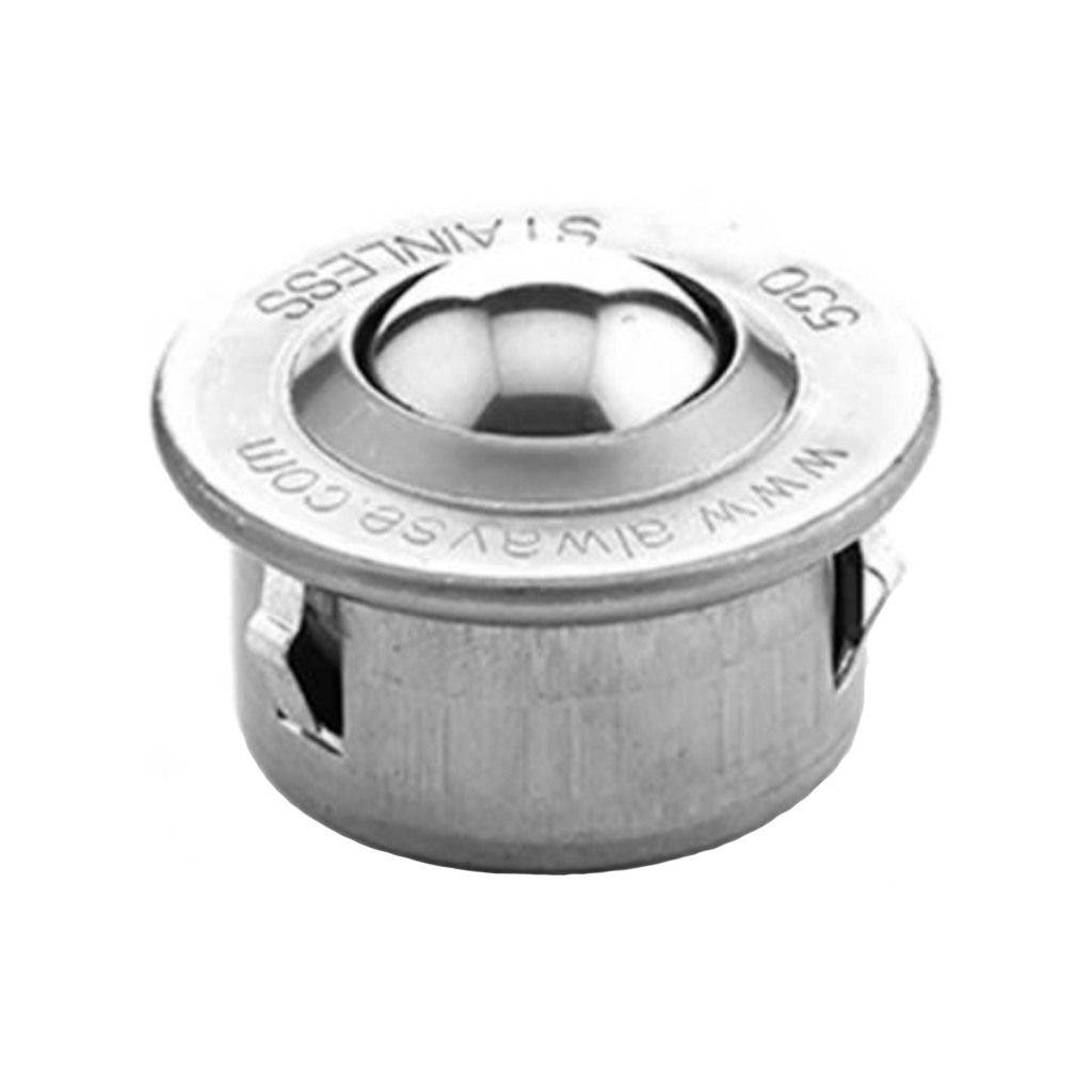 Ball Transfer Unit Euro Series, Push Fit 36mm Fixing, Carbon Chrome Load Ball Diameter 22.2mm, Built in Clips