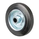 B55.160 Wheel series 160mm black rubber on zinc plated steel centre 20mm bore hub length 60mm roller bearing 135kg