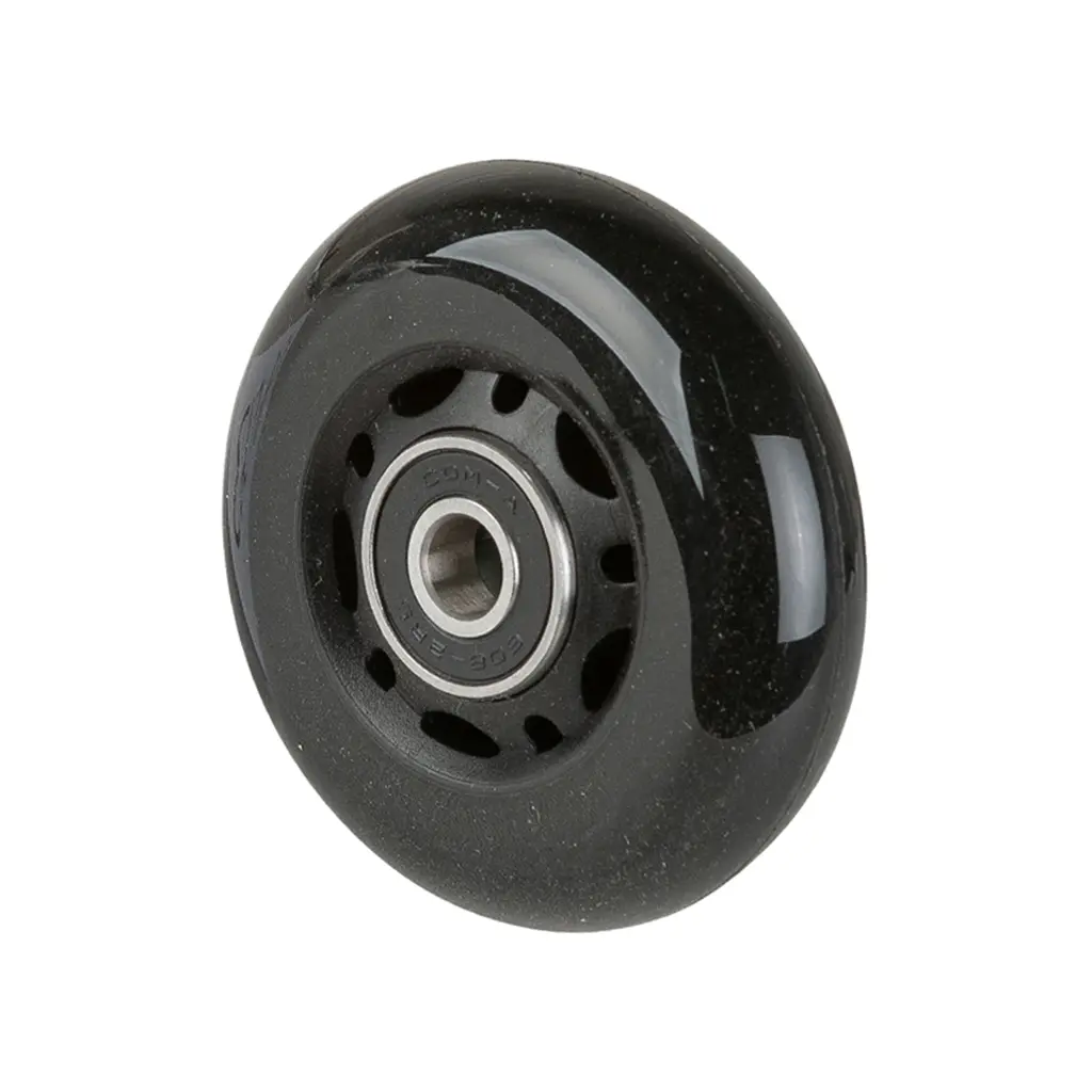 A76.063 Wheel series 63mm black polyurethane on black polypropylene centre, skater-wheel style, 8mm bore hub length 18mm ball bearings 35kg