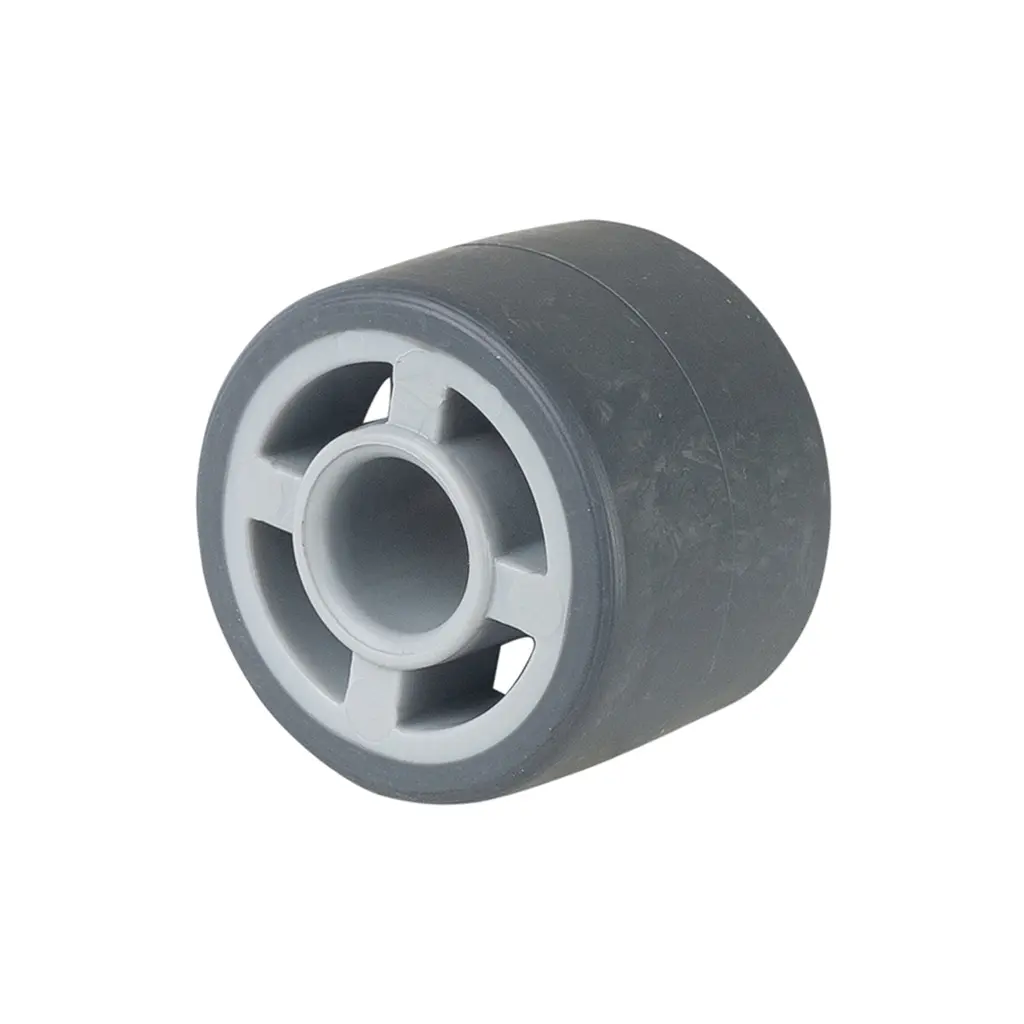 A80.027 Wheel series 25mm grey thermoplastic rubber on polypropylene centre 8mm bore hub length 20mm plain bearing 30kg