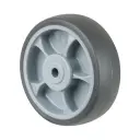 A85.104 Wheel series 100mm grey thermoplastic rubber on polypropylene centre 8mm bore hub length 40mm single ball bearing 110kg