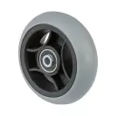 A86.100 Wheel series 100mm grey rubber on polypropylene centre 8mm bore hub length 36mm ball bearings 35kg
