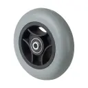 A86.126 Wheel series 125mm grey rubber on polypropylene centre 8mm bore hub length 36mm ball bearings 35kg
