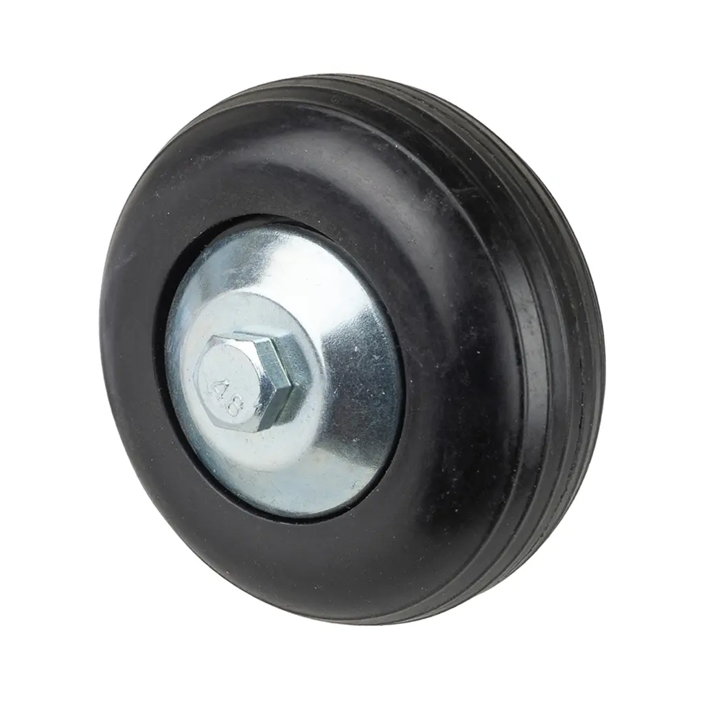 B40.081 Wheel series 80mm black rubber on polypropylene centre 12mm bore hub length 40mm plain bearing 100kg