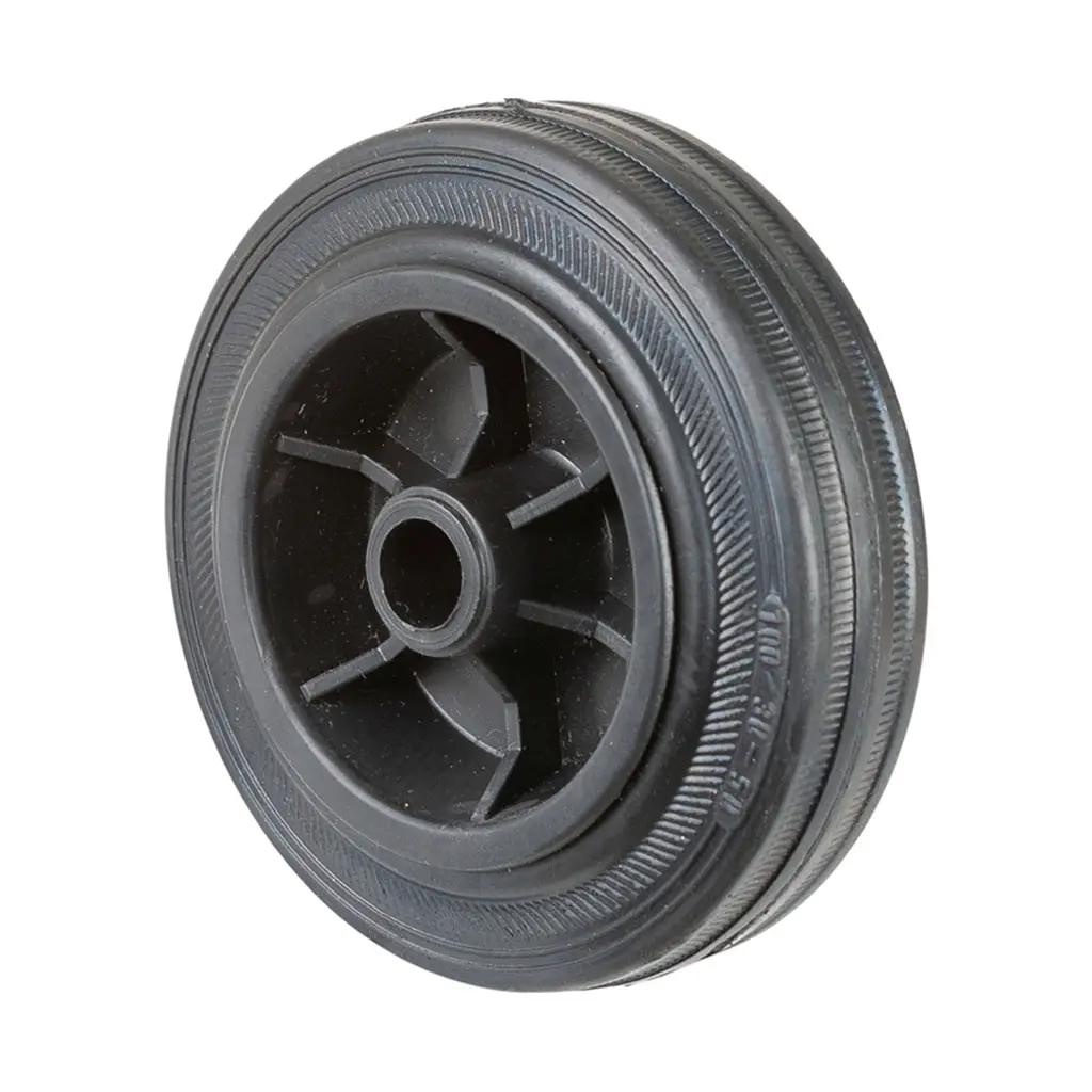 B40.100 Wheel series 100mm black rubber on polypropylene centre 12mm bore hub length 39mm plain bearing 70kg