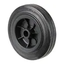 B40.140 Wheel series 140mm black rubber on polypropylene centre 15mm bore hub length 43mm plain bearing 130kg