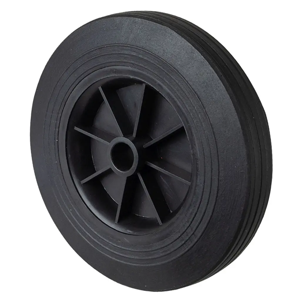 B40.251 Wheel series 250mm black rubber on polypropylene centre 25mm bore hub length 60mm plain bearing 250kg