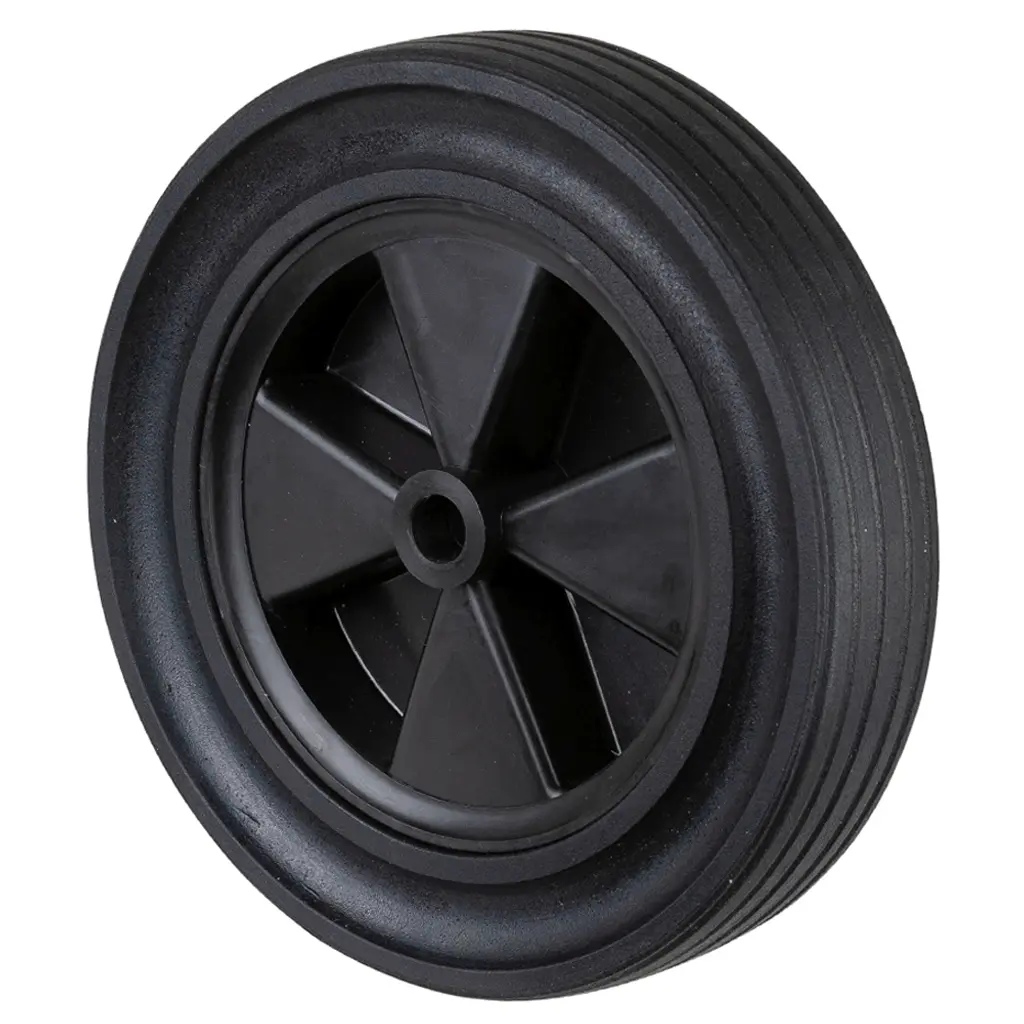 B40.300 Wheel series 300mm black rubber on polypropylene centre 20mm bore hub length 56mm plain bearing 120kg