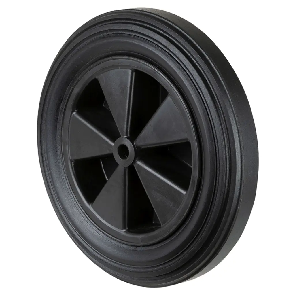 B40.400 Wheel series 400mm black rubber on polypropylene centre 20mm bore hub length 76mm plain bearing 200kg